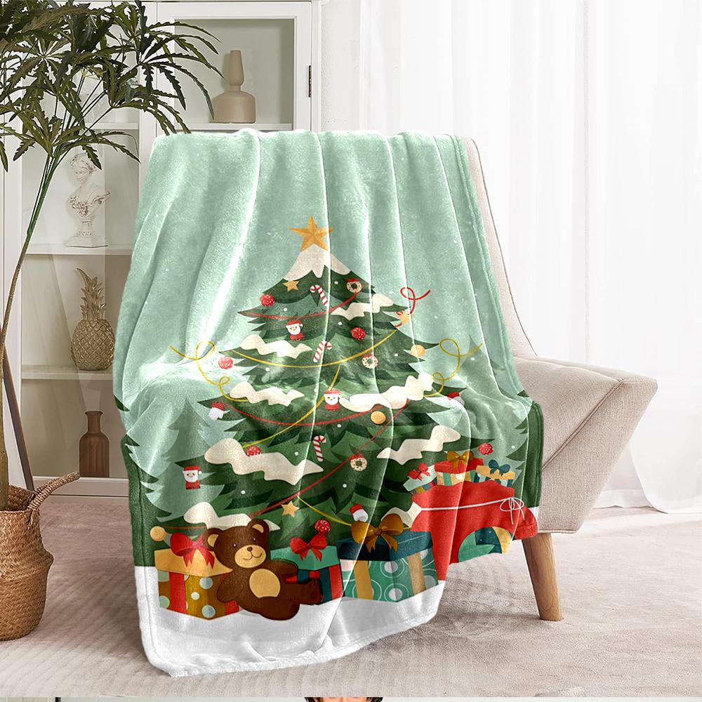 Christmas tree Theme Printed Blanket - Perfect for Couch, Bed, Travel & Outdoor Use | Machine Washable, Cozy & Durable.