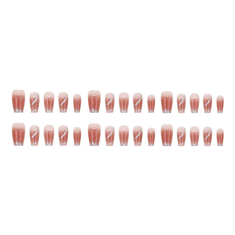 24 Pieces 30 medium and long nail art tablets Wear nail royal blush slash glitter to whiten advanced fake nails
