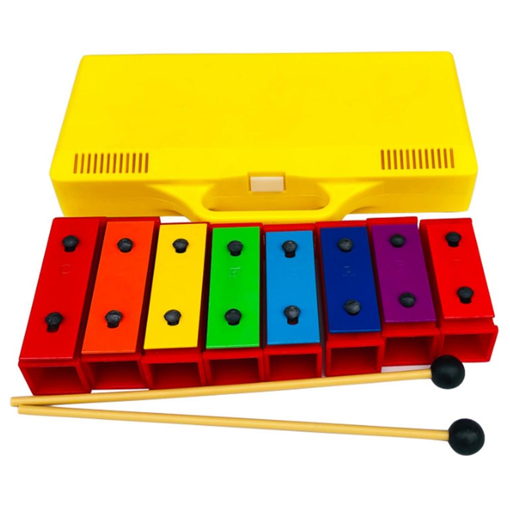8 Notes Chromatic Xylophone Glockenspiel Resonator Bells with Yellow Case uygun fiyatlı satın
