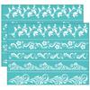 2pcs Self-Adhesive Silk Screen Printing Stencil for Painting On Wood DIY Decoration T-Shirt Fabric Turquoise Floral 280x220mm