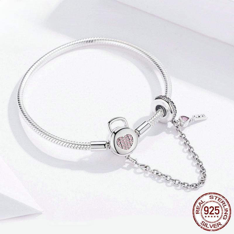 Außenhandel Valentinstag Geschenk Herz Schlüssel Mode DIY Grundlegende Kette S925 Sterling Silber Armband