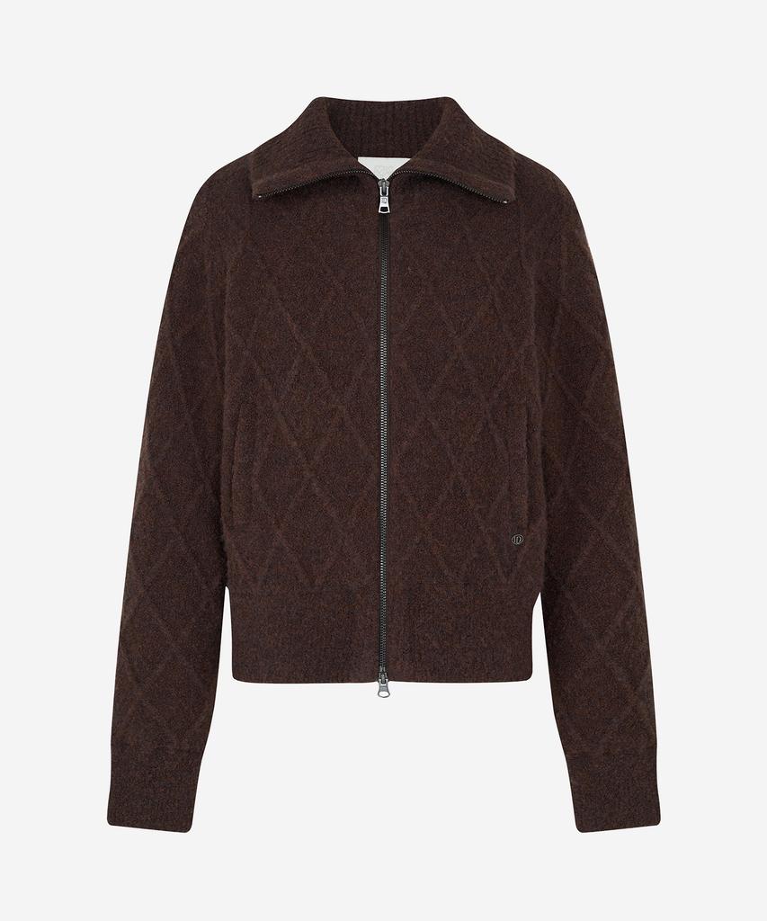 LORDLOAR Cable Windproof Zip-Up Knit Brown
