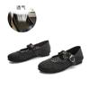 Woven hollow Mary Jane shoes women's breathable one-word strap single shoes women's 2025 new summer fashion commuter flats