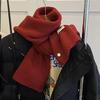Korean Sheep Wool Knitted Wool Scarf for Women in Autumn and Winter White and Thick Warm and Solid Color Scarf for Couples with A Sense of Atmosphere