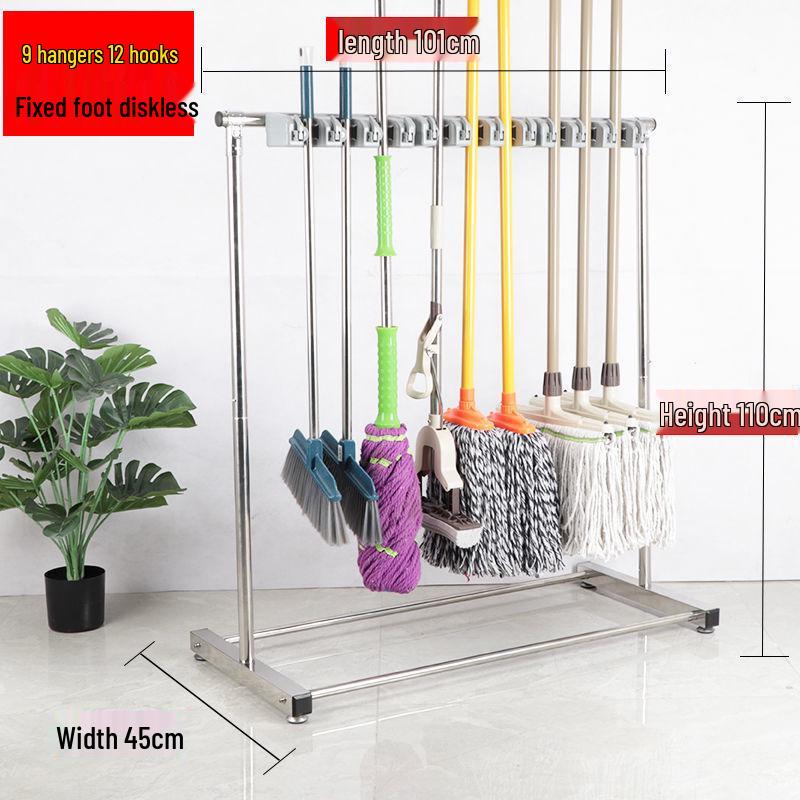 Κινητή Βάση Σφουγγαρίστρας & Οργανωτής Εργαλείων Καθαρισμού από Ανοξείδωτο Ατσάλι