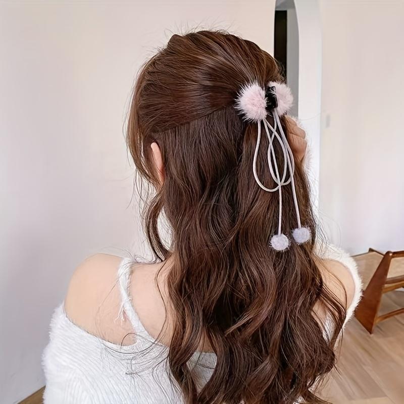 

1PC New Plush Grab Clip Headgear Top Clip Super Beautiful Fairy Fringed Hairpin Shark Clip Bangs Edge Clip Hair Accessories рожевий