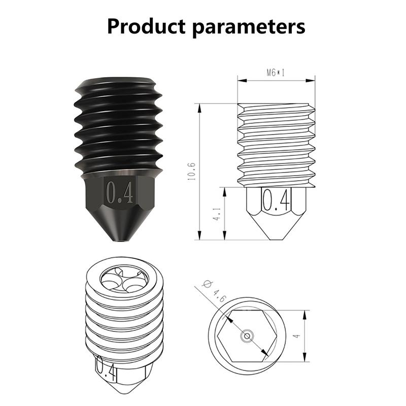 För Bambu Lab X1/P1P Munstycke 0.6 0.8 1.0Mm Härdat Stål Cht Kloning Mässingsmunstycke Uppgraderad Hotend Stål För Bambu Lab 3D-skrivare