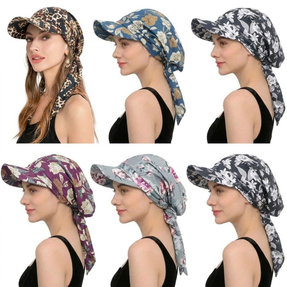 Atmungsaktive Sommer-Kopftuch-Hut Blumenmuster Turbanhut Mit Riemen Baseballkappe Tägliche Outfits