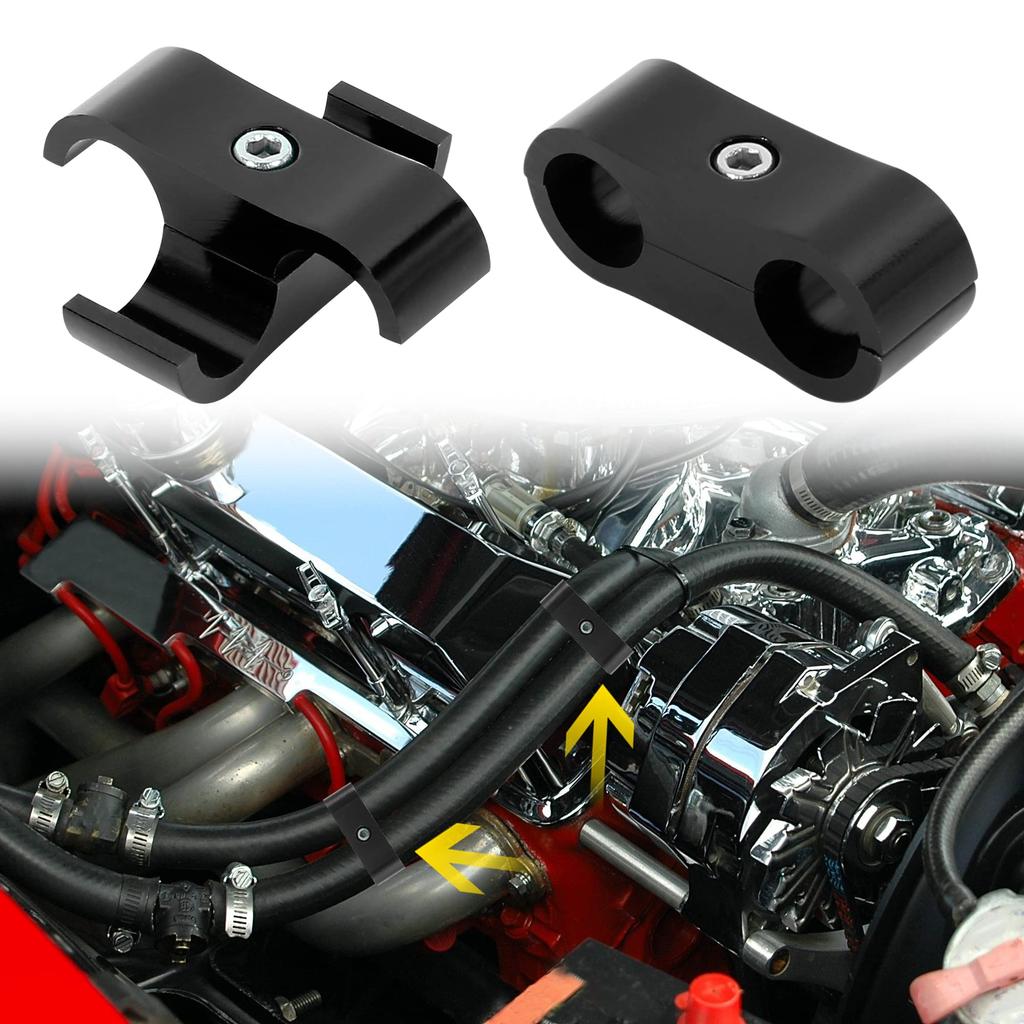 X AUTOHAUX Hose Separator Clamp Hose Clamp Fitting Adapter with Wrench for Car 6 Pieces Black AN4