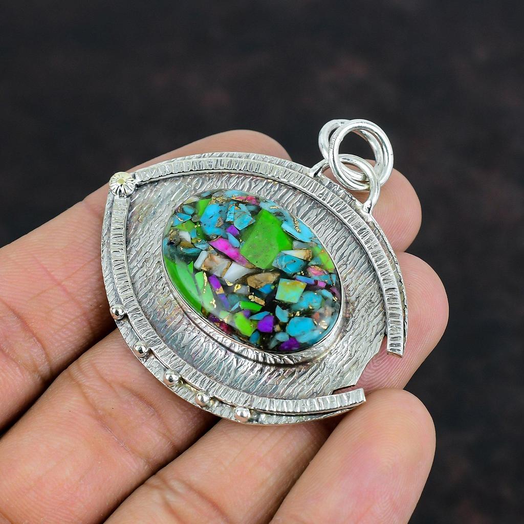 Fiesta Kingman Turquoise Pendant 925 Sterling Silver Pendant Multi Copper Turquoise Pendant Handmade Jewelry Gemstone Pendant Wedding Gifts