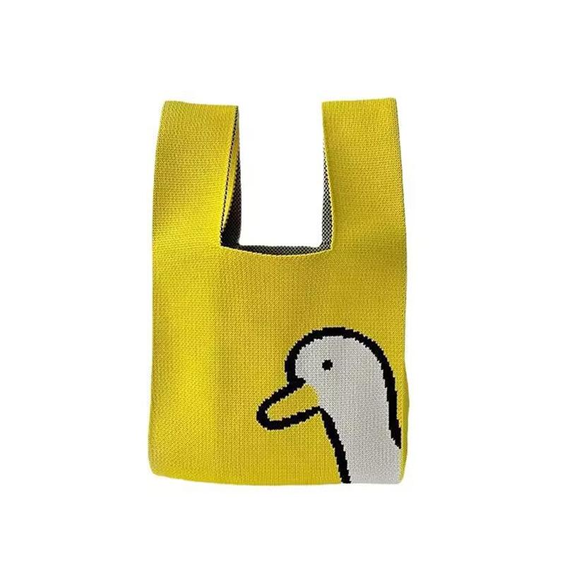 Portable Mini Striped Tote Handmade Knitted Bag Women'S Knot Wrist Bag Bucket Phone Bags Large Capacity Autumn Winter Handbags