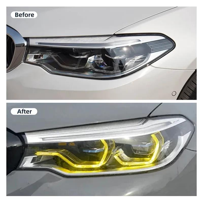 DRL LED Boards Trim for BMW 5 Series G30 G31 F90 M5 2017 2018    Headlight Daytime Running Light Angel Eyes Lemon Yellow