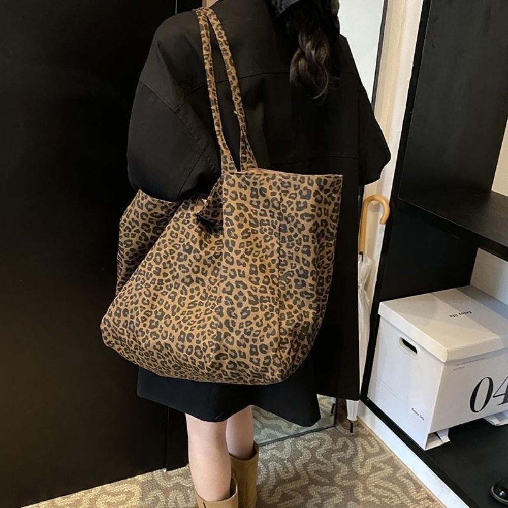 Fashion Leopard Print Shoulder Bag Large Capacity Texture Women Tote Bag Hand-held Underarm Bag Crossbody Bag
