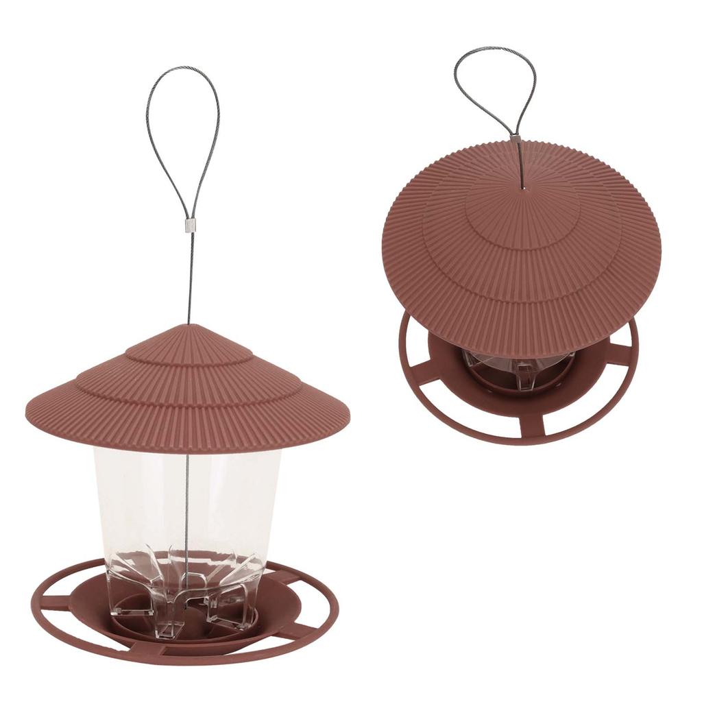 Bird Feeder Roof Hanging Bird Feeder Feeding Tool for Garden Yard Outdoor DecorationBrown