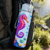 1PC Colorful Seahorse Ocean Pattern Print 750ml Color Plastic Sports Water Bottle Leakproof Flip Straw Lid Suitable for Sports Office Home Use