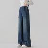 Frühlings-Umstands-Jeans mit weitem Bein und verstellbarem Kordelzug - Lockere Freizeit-Hose in Übergröße