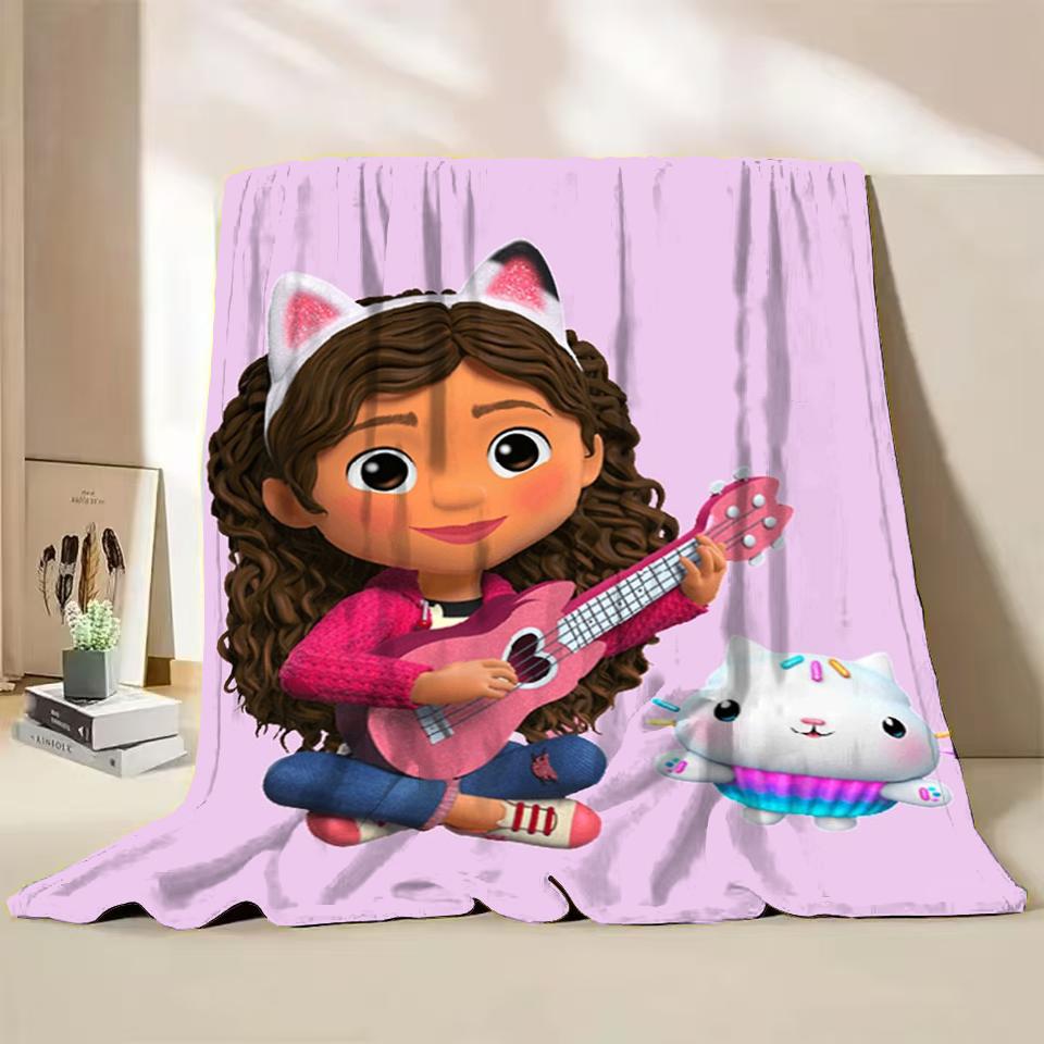 Gabbys Dollhouse Flannel Fluffy Fleece Blanket for Home Bedroom Bed Sofa Office Children Cover Adult Soft Blanket Kids Cute Gift