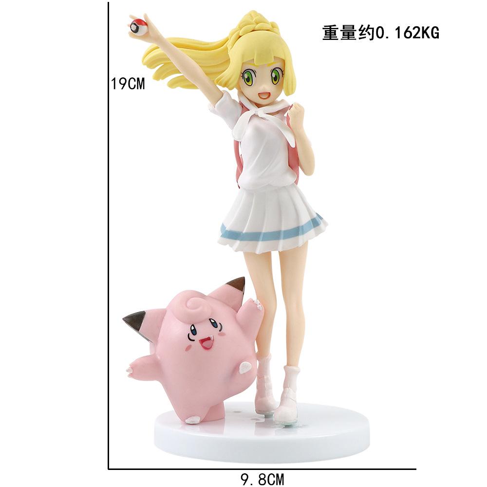 Anime Pokemon Lillie Clefairy Game Beautiful Girl Figure Model Gk Statue Charm Collection Desktop Ornament Hobby Toys Tide Play