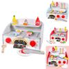 Wooden Simulation Kitchen Stove Kitchenware And Barbecue Grill Model Kid Toy For Parentchild Interaction