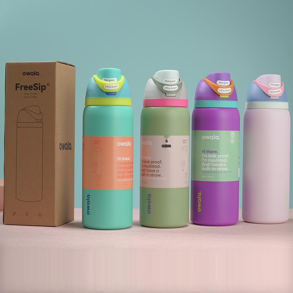 Owala Fruchtbecher 304 Edelstahl Doppelwandig Vakuumisoliert Sport-Wasserflasche mit Griff