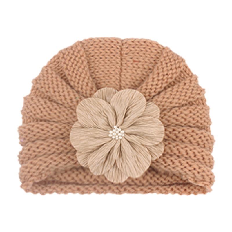 New Children's Autumn and Winter Warm Knitted Hat, Baby Fashion Match Flower Pullover Hat