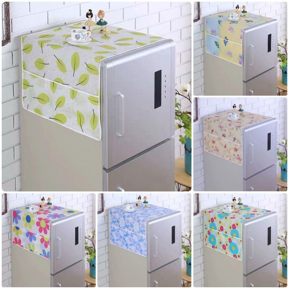 1Pcs New 55x120cm Refrigerator Dust Cover Cotton Linen Dustproof Refrigerator Cloth with Storage Bag Washing Machine Towel