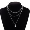 New Fashion Geometric Multi-Layer Stacked Women's Copper Electroplated Square Pendant Necklace