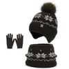 Polyester Winter Knitted Hat Warm Ear Flap Kids Snowflake Beanie for 2/3 Piece Set For Boys Girls