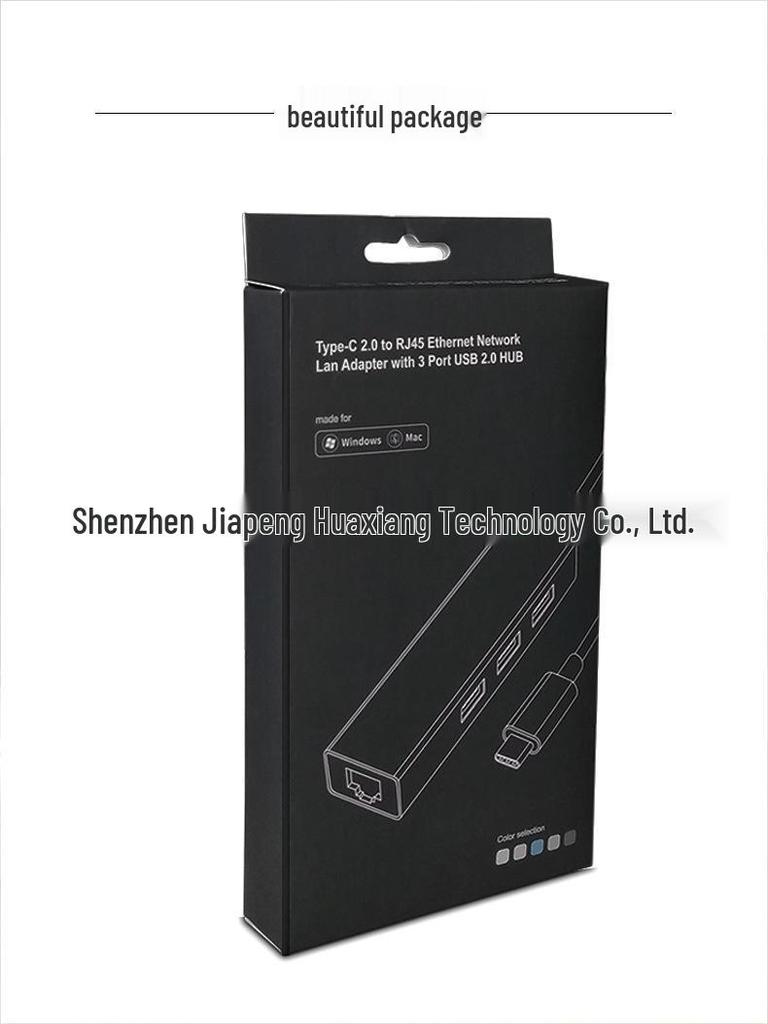 4-in-1 USB-C Hub with RJ45 100Mbps Network Converter for Laptops and Desktops