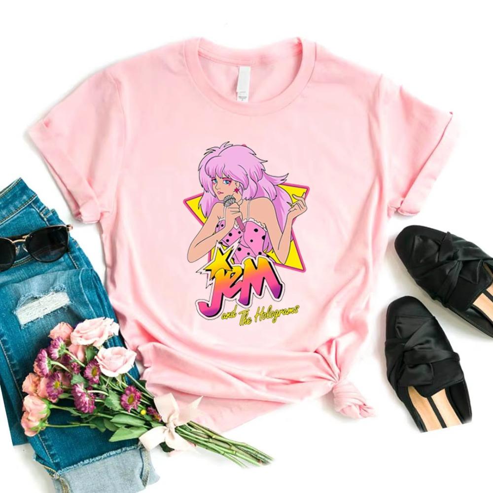 2025 Hot New Retro 80' S Jem Jem and The Holograms Women's T-shirt Summer Fashion T-shirt Harajuku Couple Casual Style T-shirt