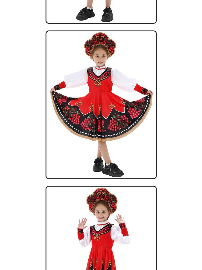 Russian Ethnic Children's Halloween Costume for Stage Performance