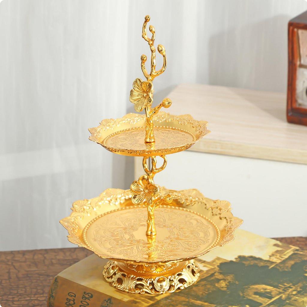 2Tier Dessert Stand Plum Blossom Decoration Afternoon Tea Cake for Party, Wedding
