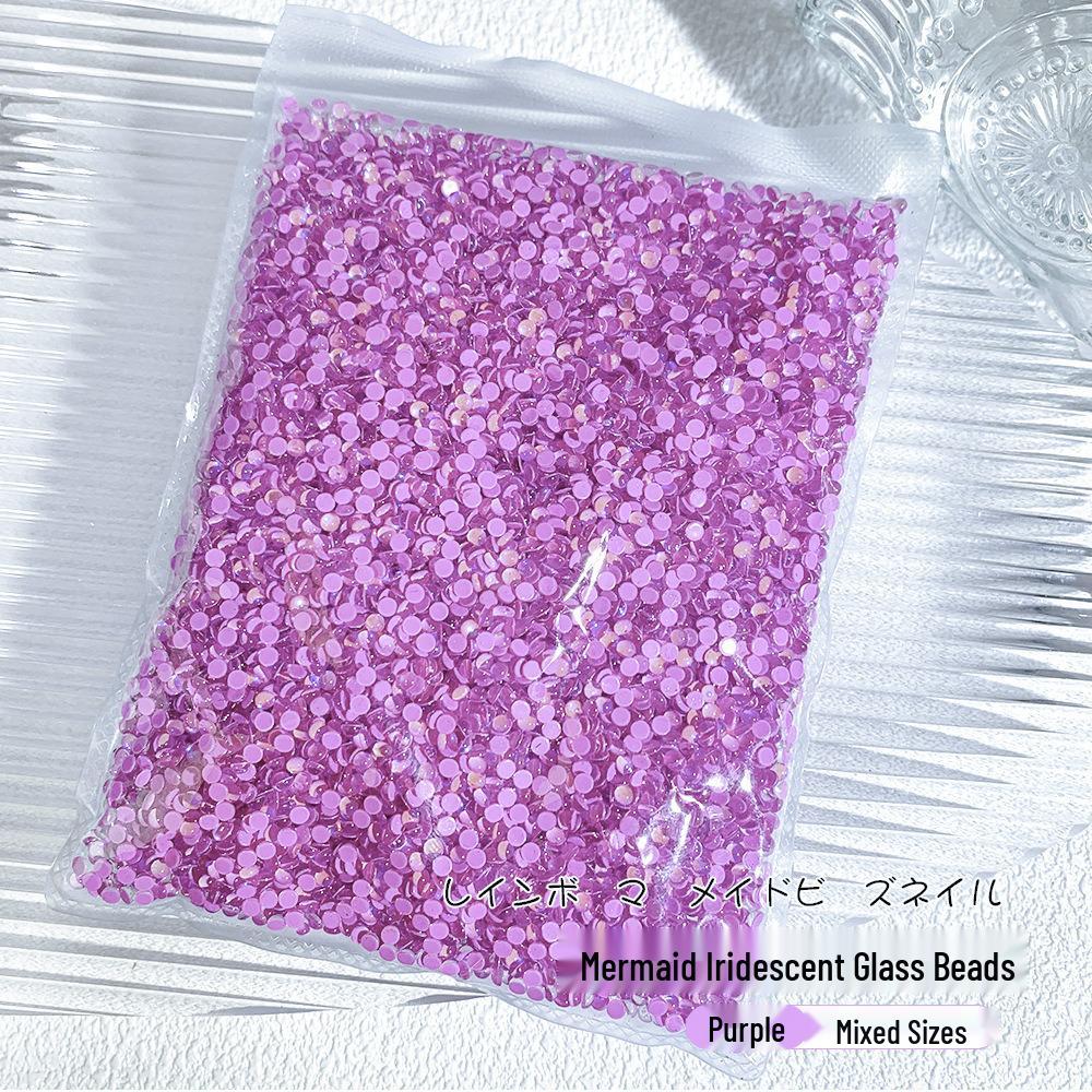 Iridescent Mermaid Nail Art Beads: Half-Round Glass Rhinestones and Mixed Accessories