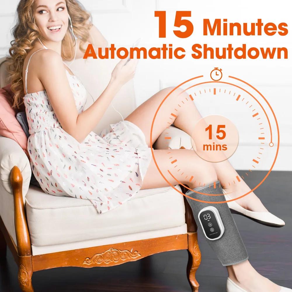 Massaggiatore Elettrico per Gambe Senza Fili Ricaricabile Compressione d'Aria Massaggio Polpaccio Relax Gamba 3 Modalità Pressione dell'Aria 360°C Massaggio Gambe con Airbag