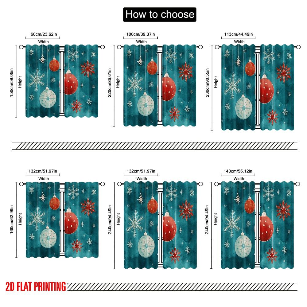 2pcs,2D plane printing Curtain Popular Snowman and Christmas Gifts Versatile Polyester Fabric (without rod) Holiday Use for