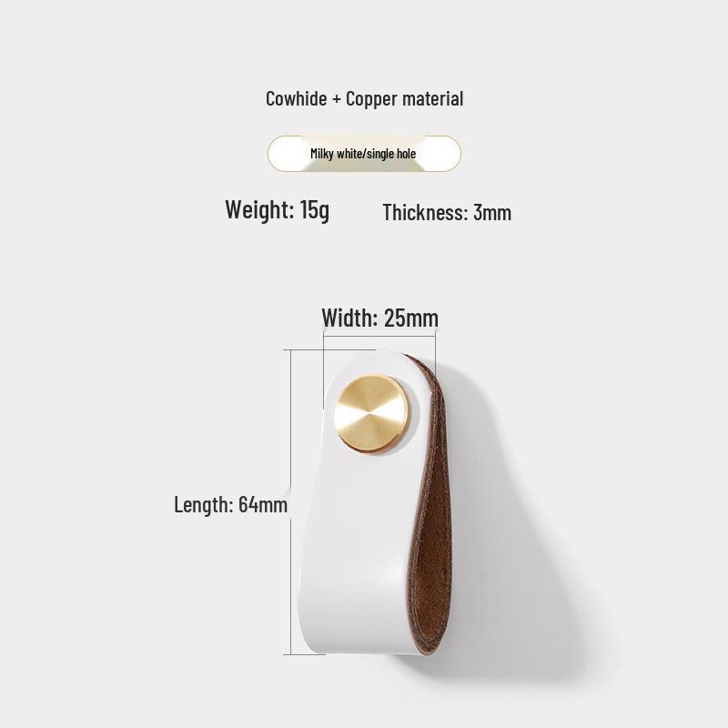 Cross-Border Brass and Leather Cabinet Pull Handle