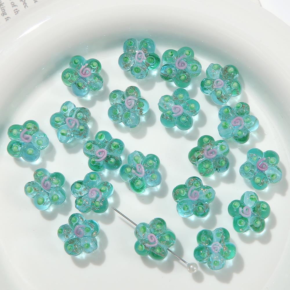 

Расписанные вручную золотые песочные стеклянные бусины-цветы для самостоятельного изготовления украшений - идеально подходят для браслетов и ожерелий 10×14mm aperture 1.5mm