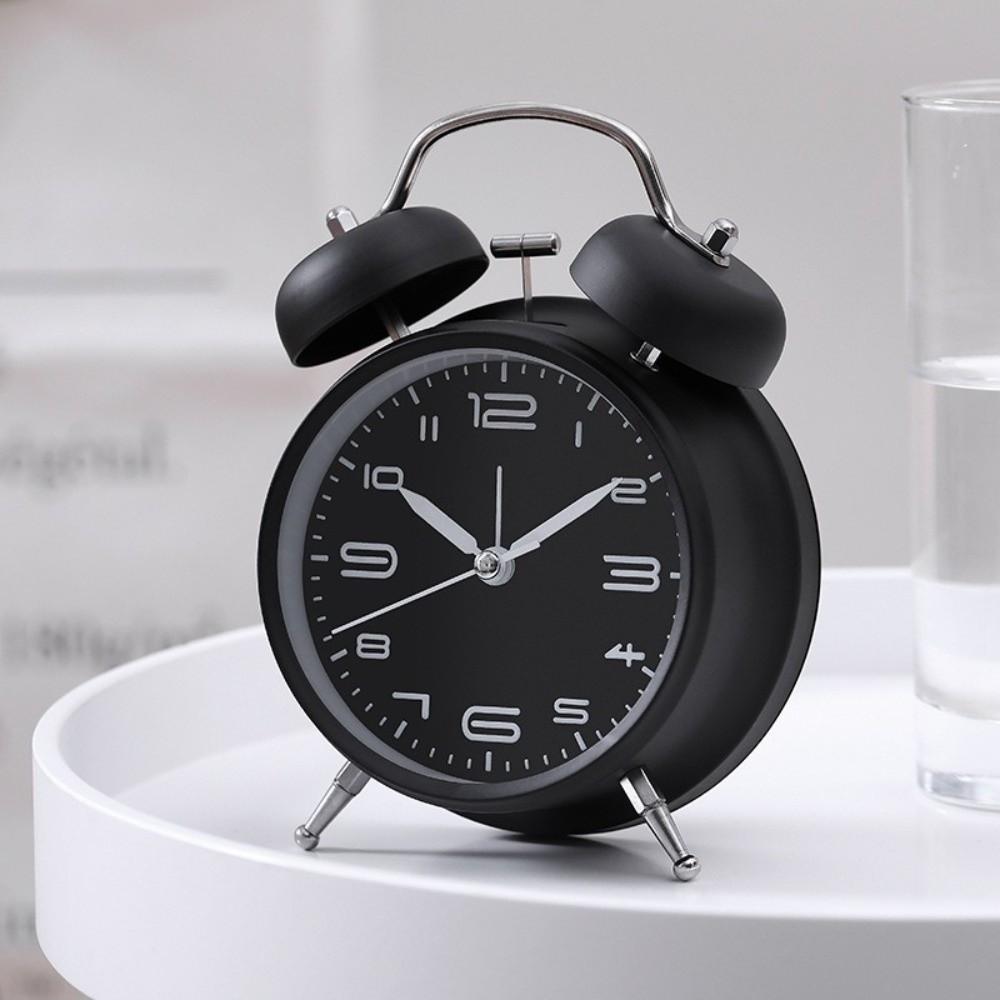 Metal Frame Silent Student Alarm Clock 4 Inch Table Clock Twin Bell Loud Alarm Clock  Bedroom
