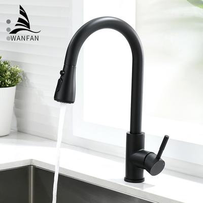 Küchenarmaturen Schwarzer Einhebelmischer Ausziehbarer Küchenhahn Einlochgriff Schwenkbarer 360-Grad-Wassermischhahn Mischbatterie 408906