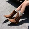 Niche V-Mouth Pleated Stacking Boots Women'S Pointed Head Medium Tube Short Boots Slim Fashion Boots