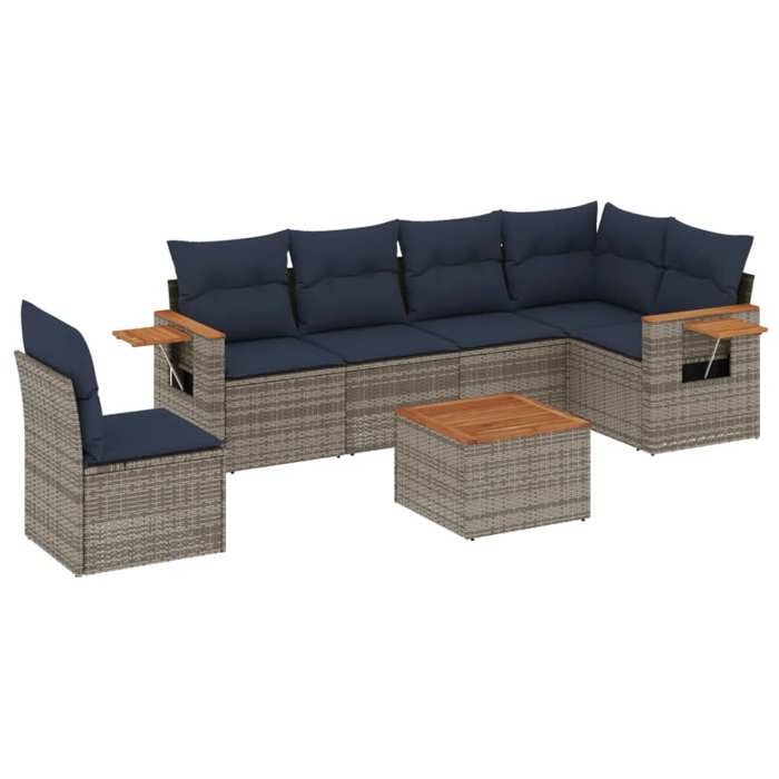 VidaXL Garden Lounge Set with Cushions 7 Pcs, Patio Sofas, Furniture Set, Outdoor Terrace Furniture, Grey 3226866