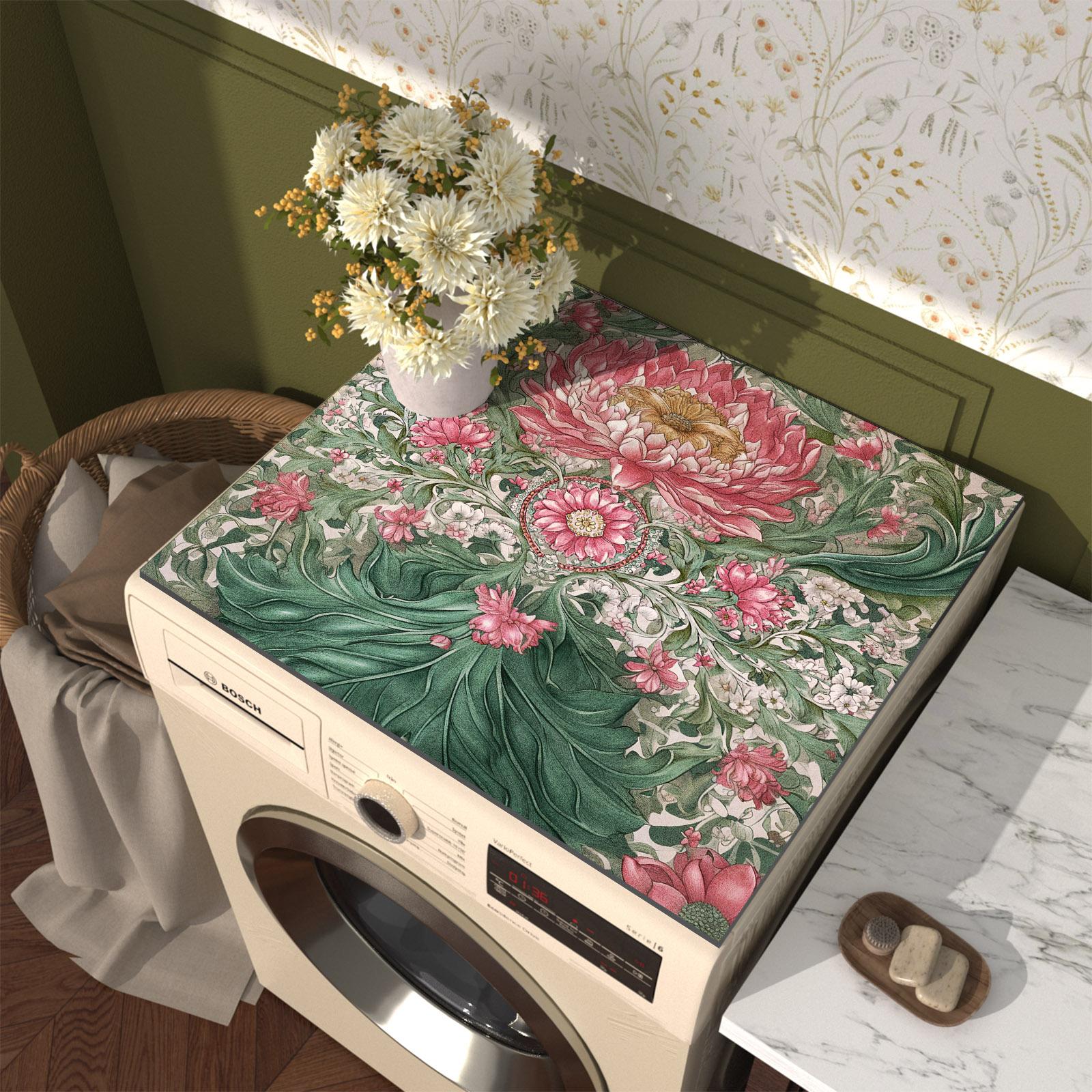 

Чехол-мат для стиральной машины с цветочным принтом, шкаф, защита от пыли для верхней части холодильника, дренажная подкладка, кухонный коврик для сушки посуды, чехол для микроволновой печи 50cmx60cm