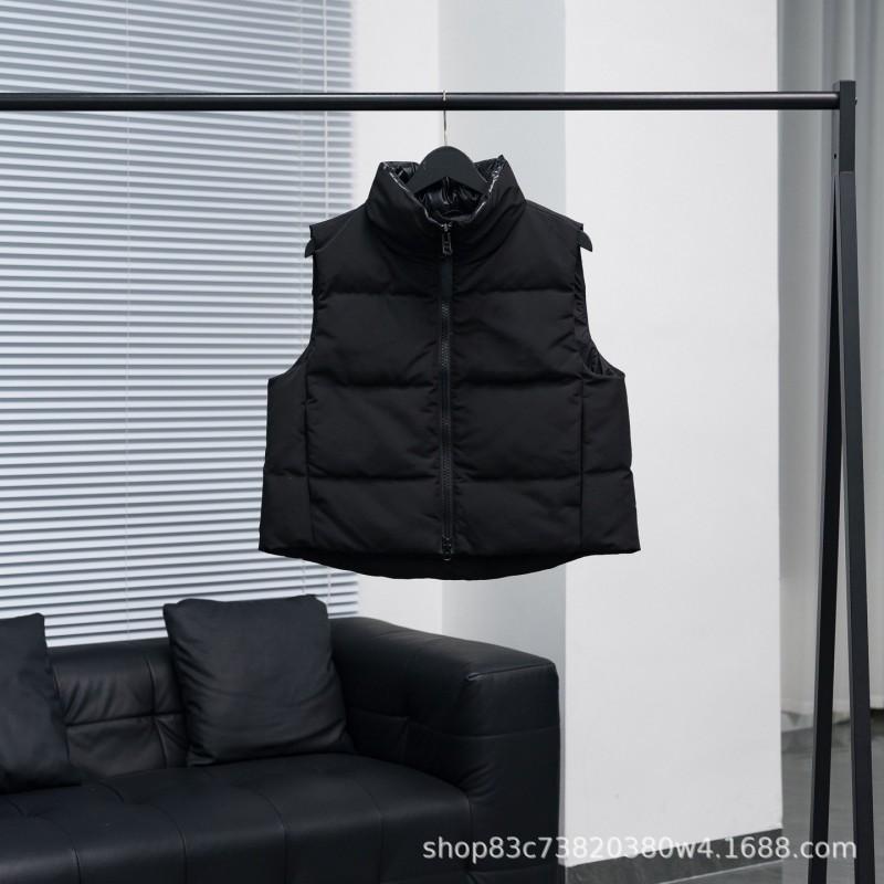 Womens Short Puffer Vest With Hood 90% White Duck Down Fill Streetwear Style Winter Outerwear
