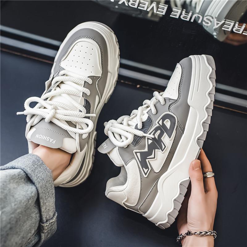High Quality Casual Sports Shoes Double Color Lace-up Men's Shoes Comfortable Thick Sole Trend Versatile Shoes