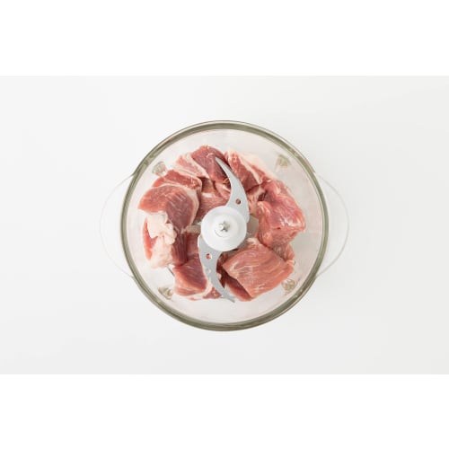 FUKAI Food Chopper, White | Mince Meat and Vegetable Cutter for Quick Cooking, Easy Meal Prep, Kitchen Appliance, 2 Speeds, 1200ml Capacity, Stainless