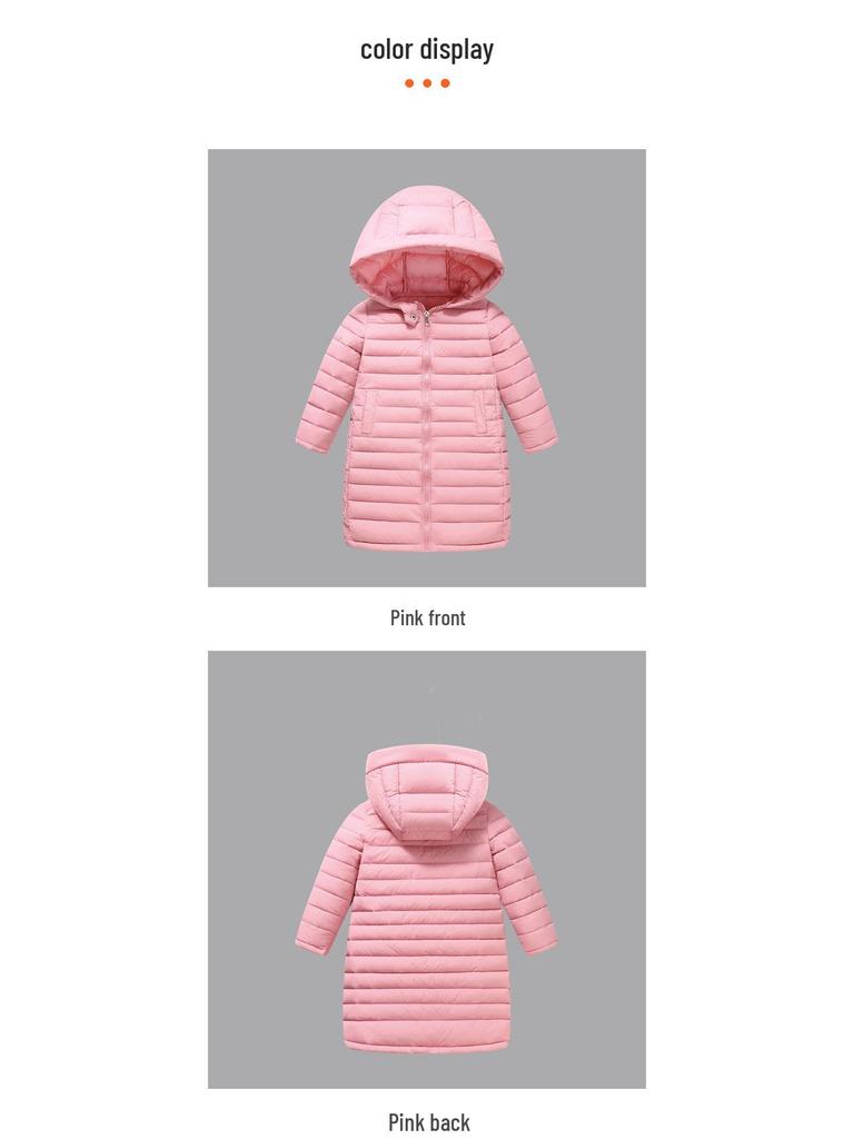 2025 Dětská silná bavlněná zimní bunda přes koleno - Chlapecké a dívčí svrchní oblečení střední délky