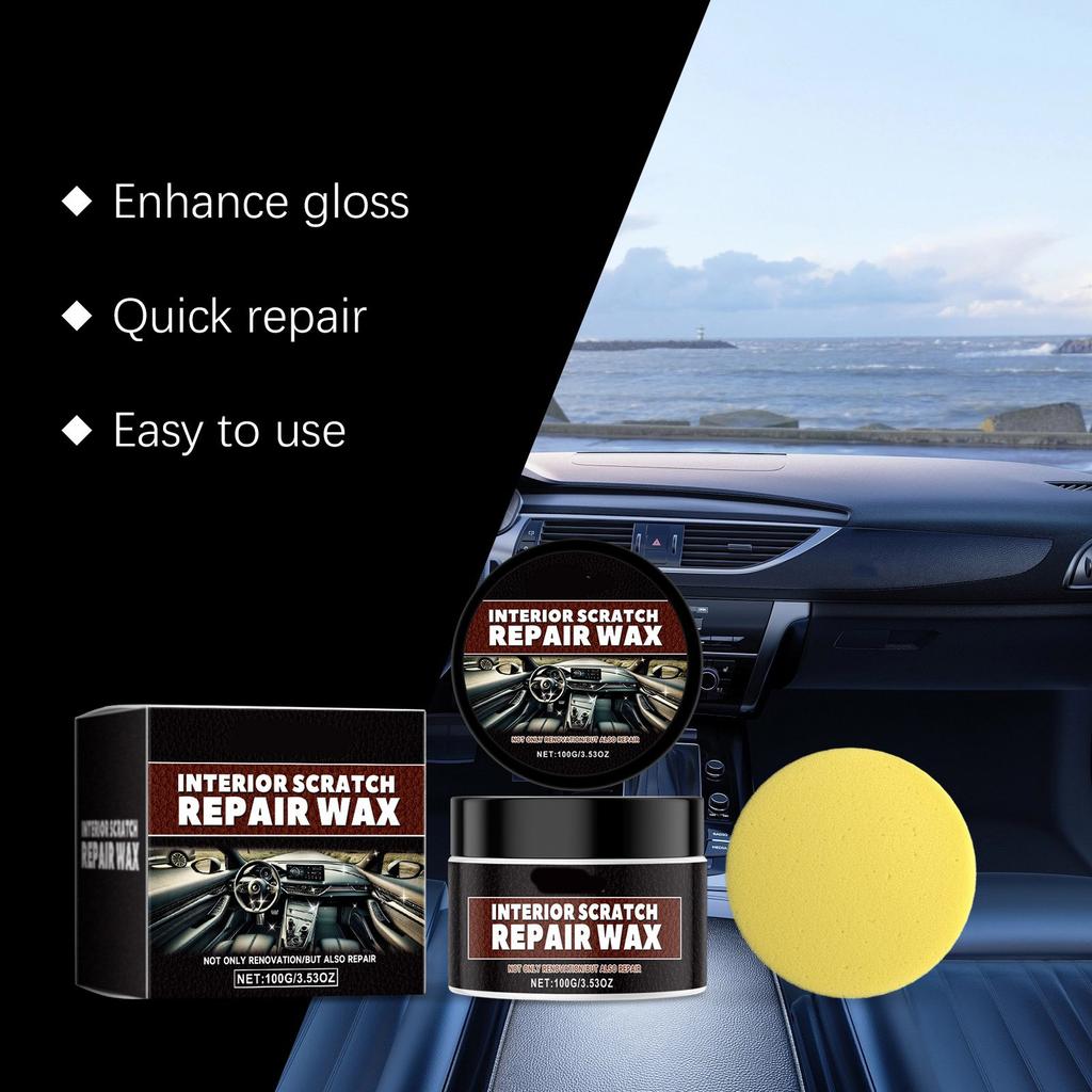 Car Dashboard Restorer 100g/3.53oz Scratch Repair Paste Universal Car Interior Scratch Remover with Sponge Polishing Wax