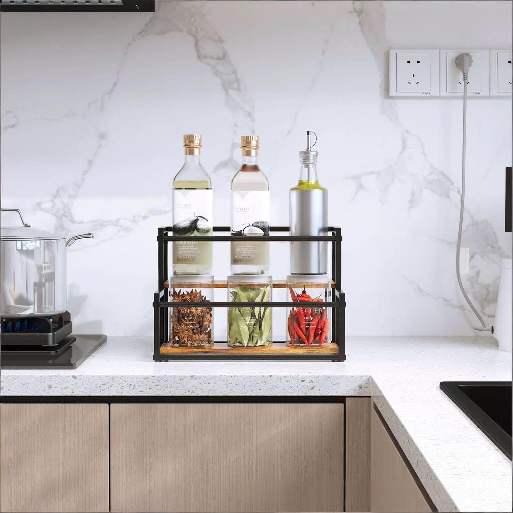 Wooden Wine Rack With Metal Frame For Home Bar Storage And Vintage Decor