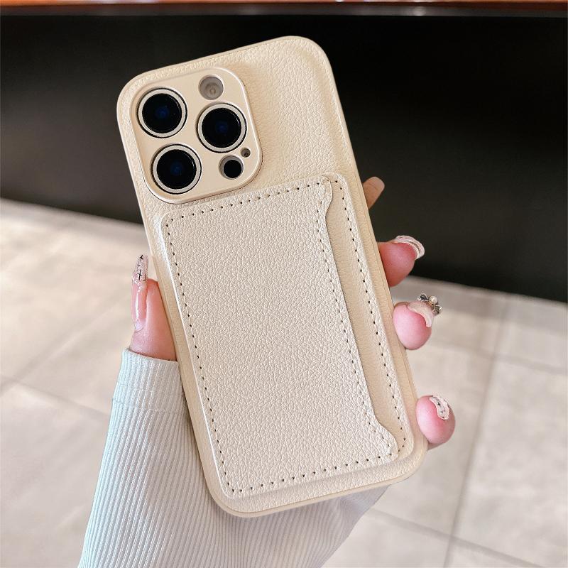 Luxury Litchi Leather Texture Phone Case With Horizontal Card Bag For iPhone 16 15 14 Plus 13 12 11 Pro XS Max XR Fashion Cover