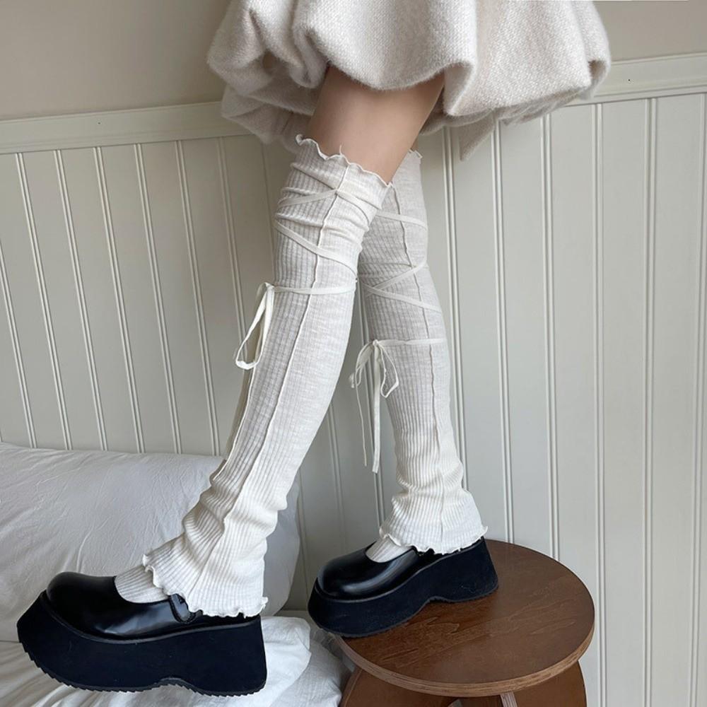 Knee High Balletcore Leg Warmers Strappy Boots Cover Y2K Loose Socks Foot Cover  Women